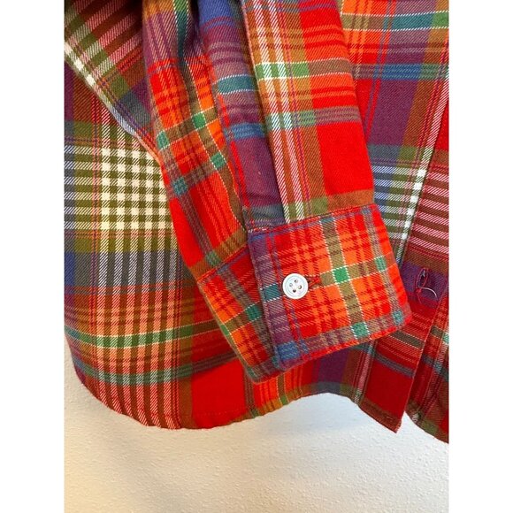 J.McLaughlin Womens Plaid Flannel Button-Down Shirt Red/Multicolor Size 8 Cotton - Picture 6 of 8